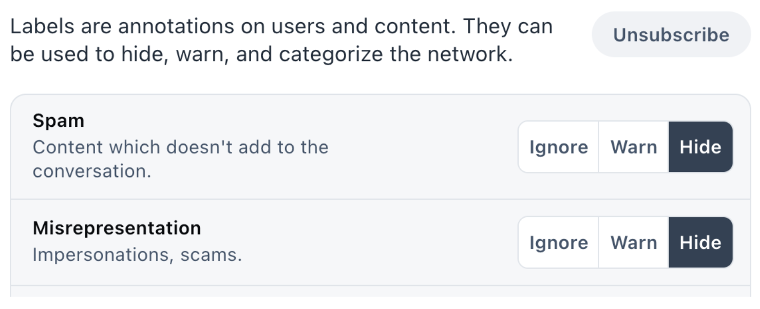 Users configure whether they want to use each label.